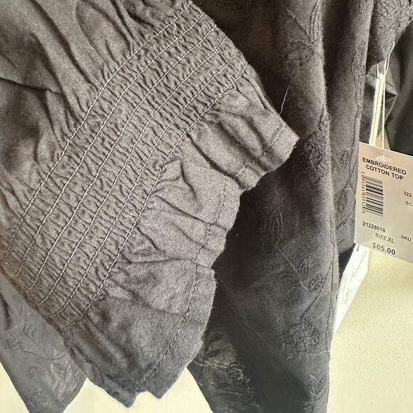 Caffe Marrakesh Embroidered Cotton Long Sleeve Top Black XL - Picture 7 of 11